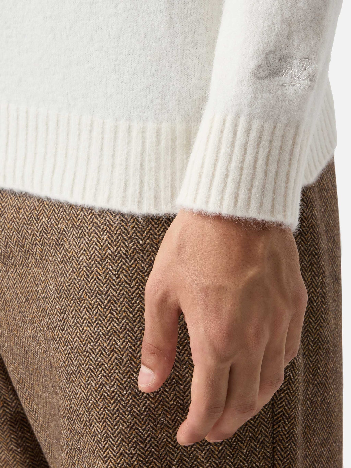 Maglione Regent in alpaca stretch bianco