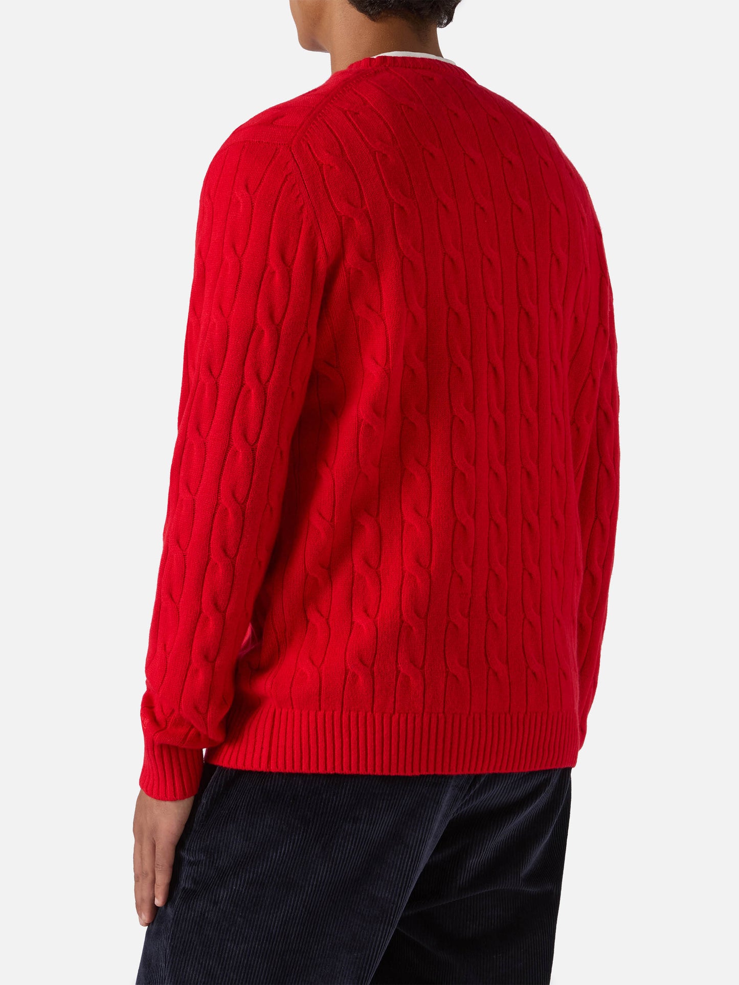 Regent pure-wool cable-knit sweater in red