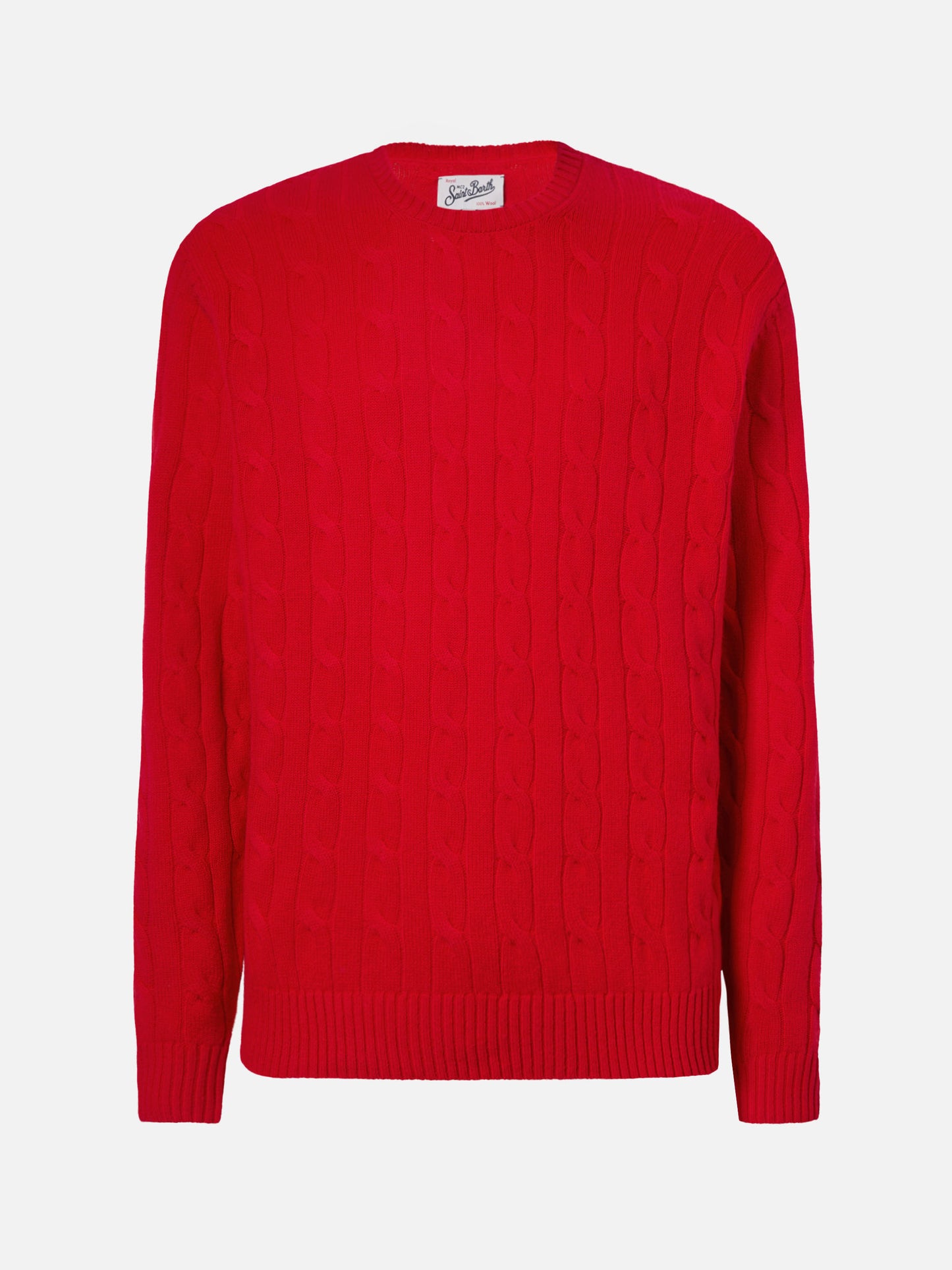Regent pure-wool cable-knit sweater in red