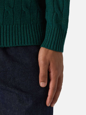 Regent pure-wool cable-knit sweater in English green