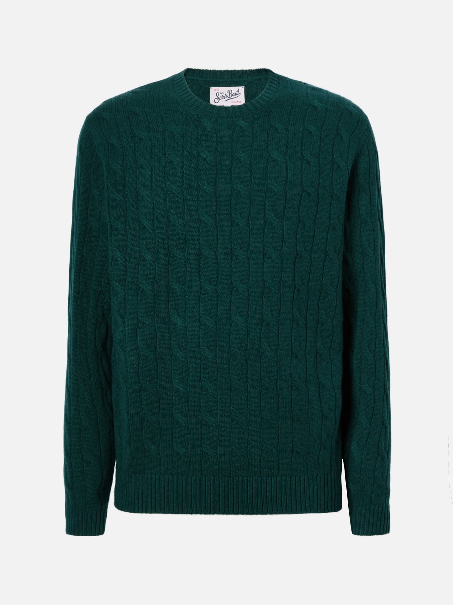 Regent pure-wool cable-knit sweater in English green