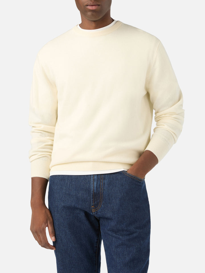 Off white Regent merino wool and cashmere blend crewneck