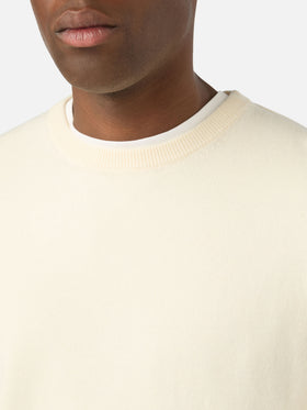 Off white Regent merino wool and cashmere blend crewneck