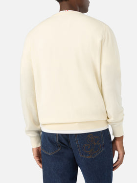 Off white Regent merino wool and cashmere blend crewneck