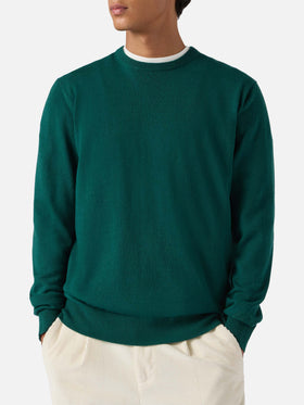 Maglione Regent in lana merino e cashmere verde inglese