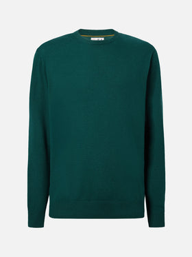 Maglione Regent in lana merino e cashmere verde inglese
