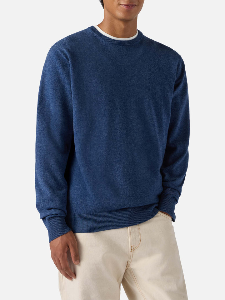 Maglione Regent in lana e cashmere azzurro denim