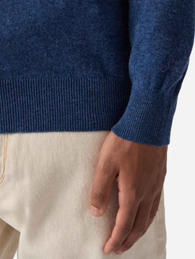 Maglione Regent in lana e cashmere azzurro denim