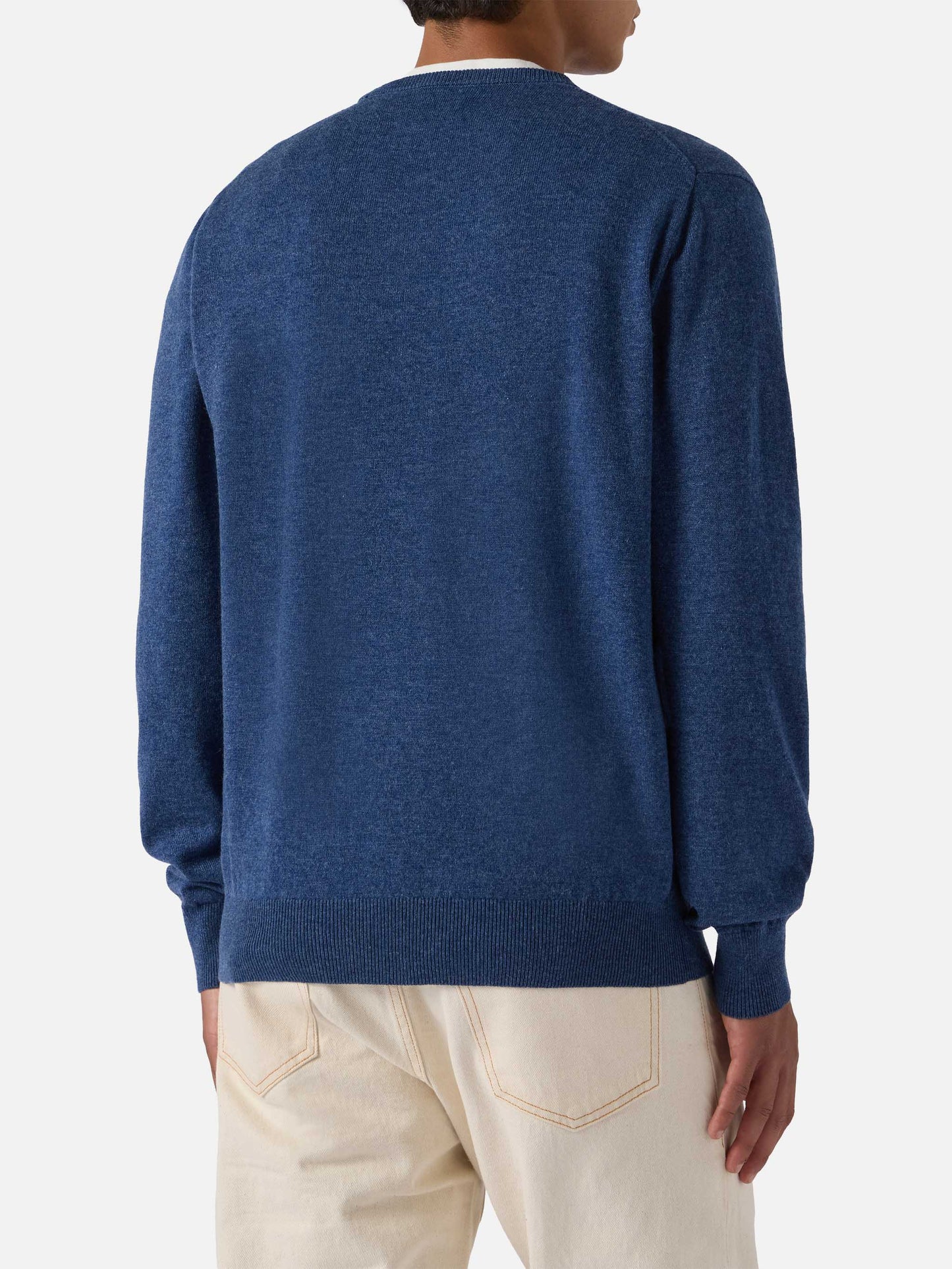 Maglione Regent in lana e cashmere azzurro denim