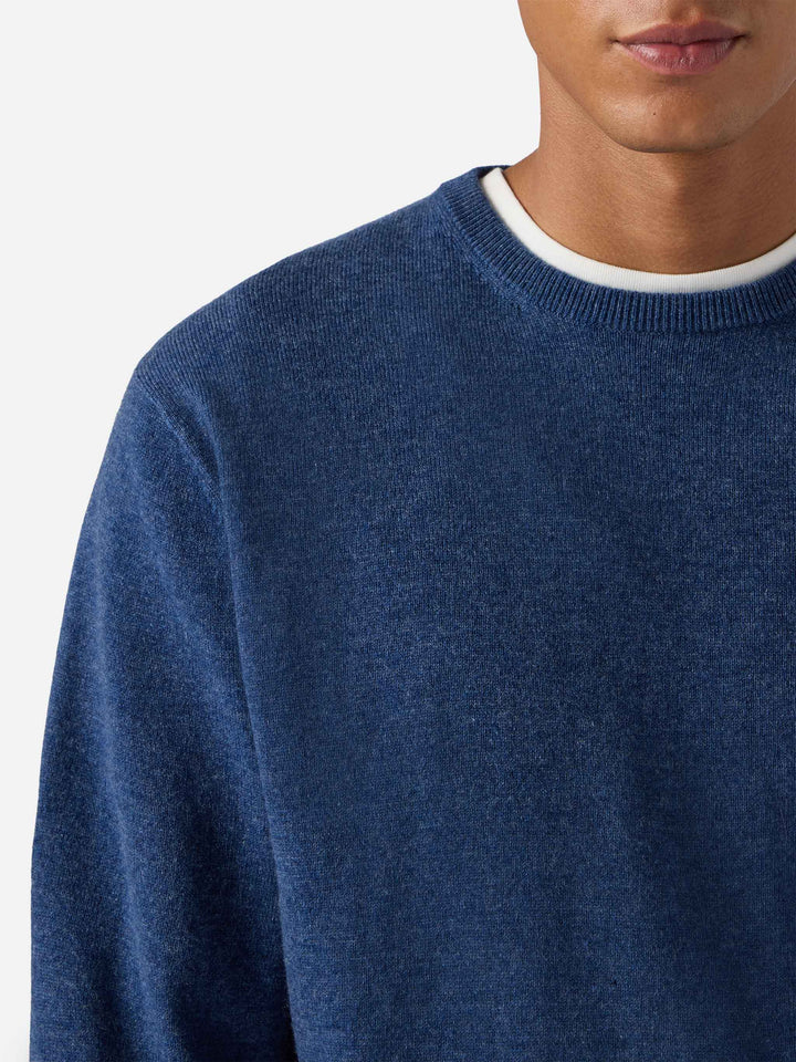 Maglione Regent in lana e cashmere azzurro denim