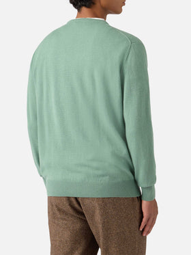 Maglione Regent in lana merino e cashmere verde salvia