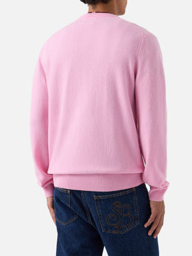 Pull col rond en laine d’agneau Pink Regent 
