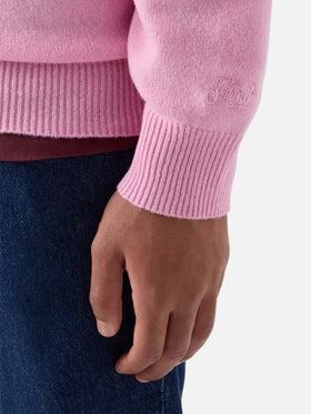 Pull col rond en laine d’agneau Pink Regent 