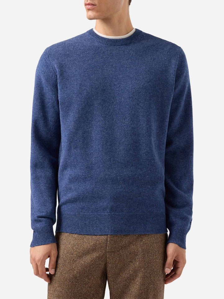 Maglione Regent in lambswool blu denim