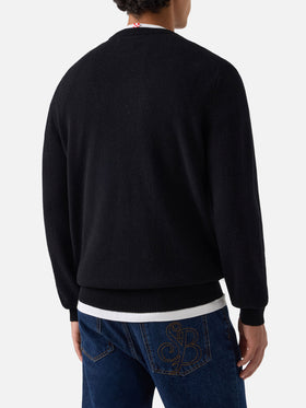 Jersey de cuello redondo Black Regent en lana de cordero 