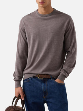 Jersey de cuello redondo Regent en Merino camel 