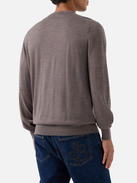 Jersey de cuello redondo Regent en Merino camel 