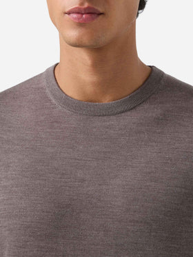 Jersey de cuello redondo Regent en Merino camel 