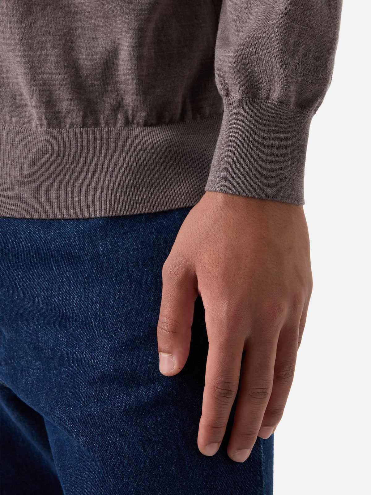 Jersey de cuello redondo Regent en Merino camel 