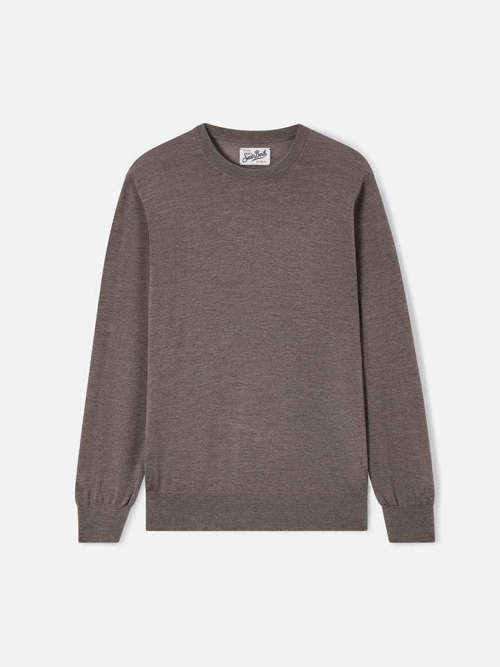 Jersey de cuello redondo Regent en Merino camel 