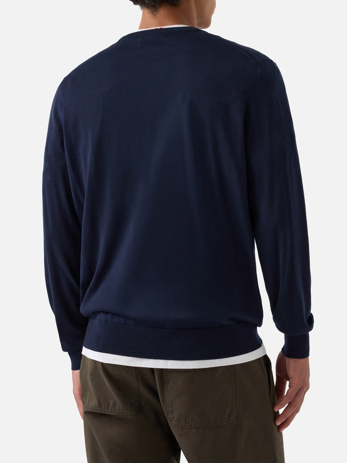 Maglia girocollo Regent blu navy in lana merino