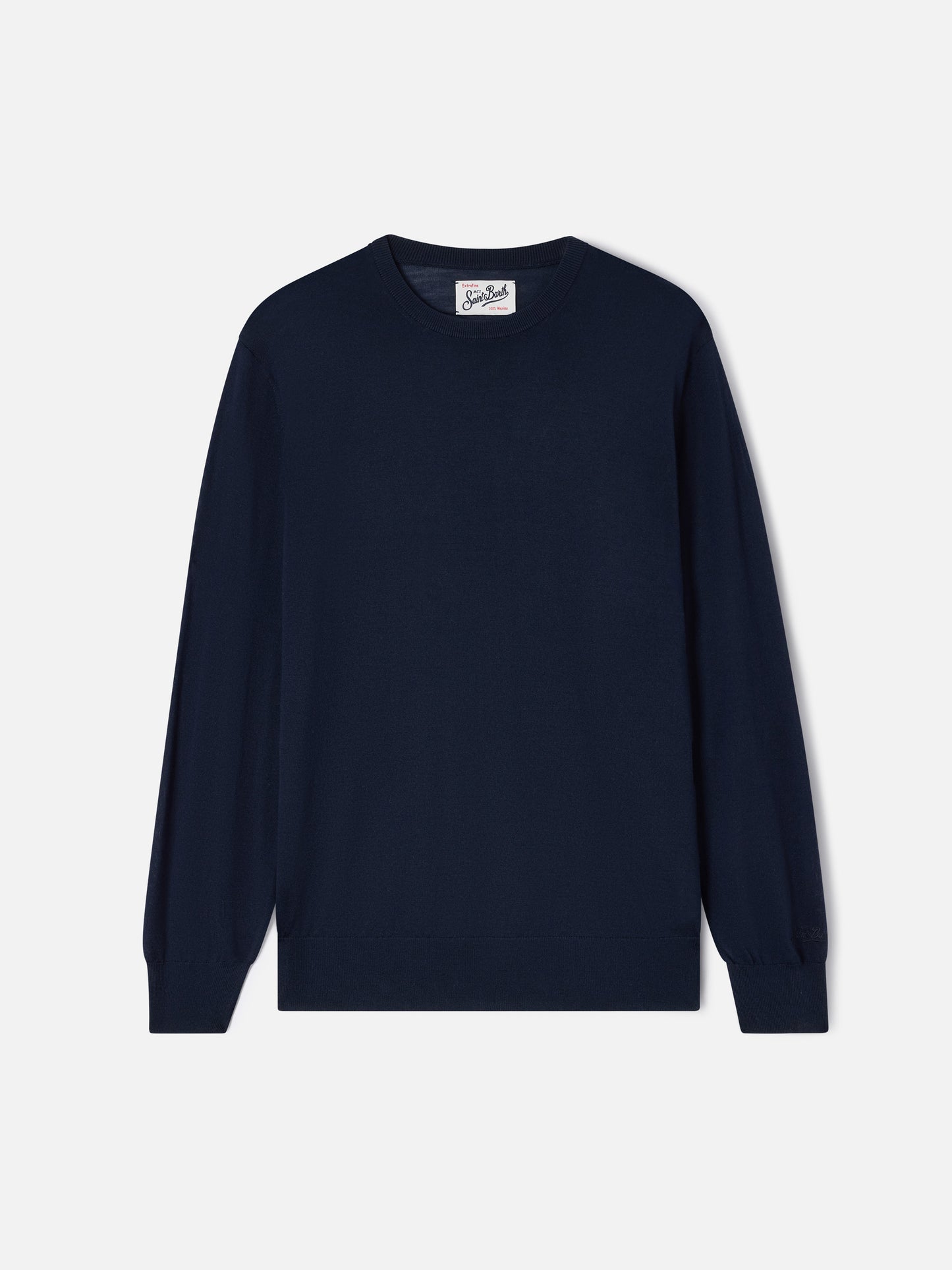Pull col rond Regent en bleu marine blue Merino 