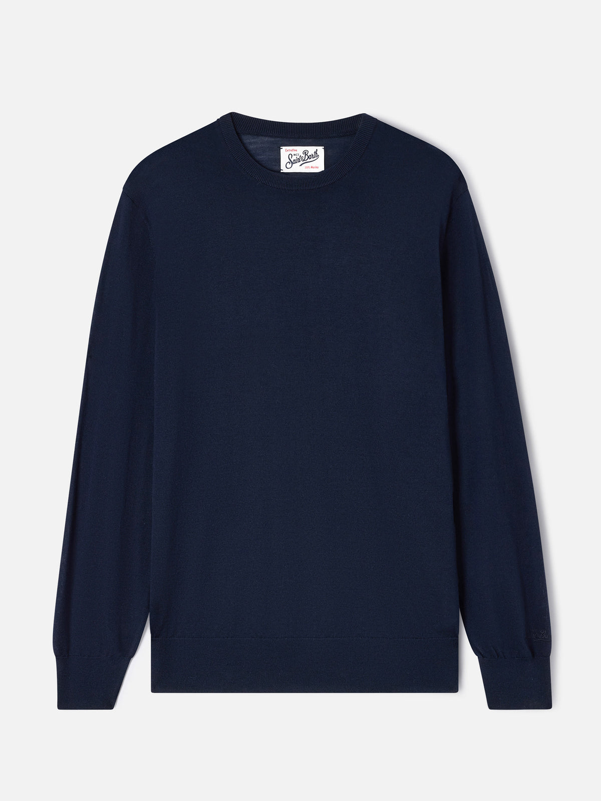 Maglia girocollo Regent blu navy in lana merino