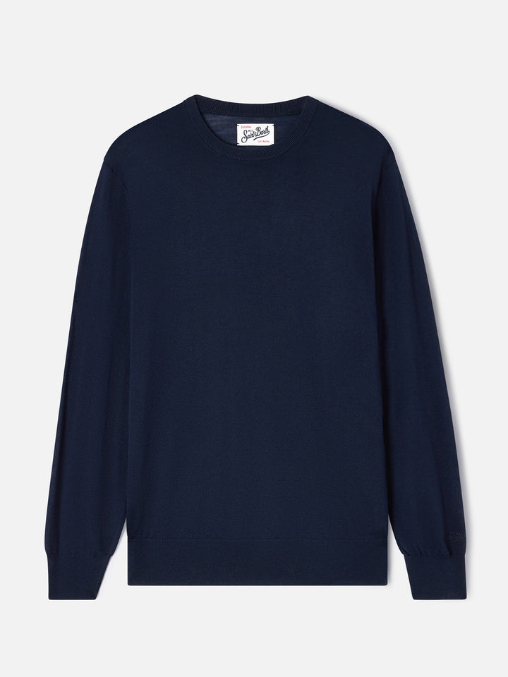 Rundhalspullover Regent in Navy aus blue Merino 