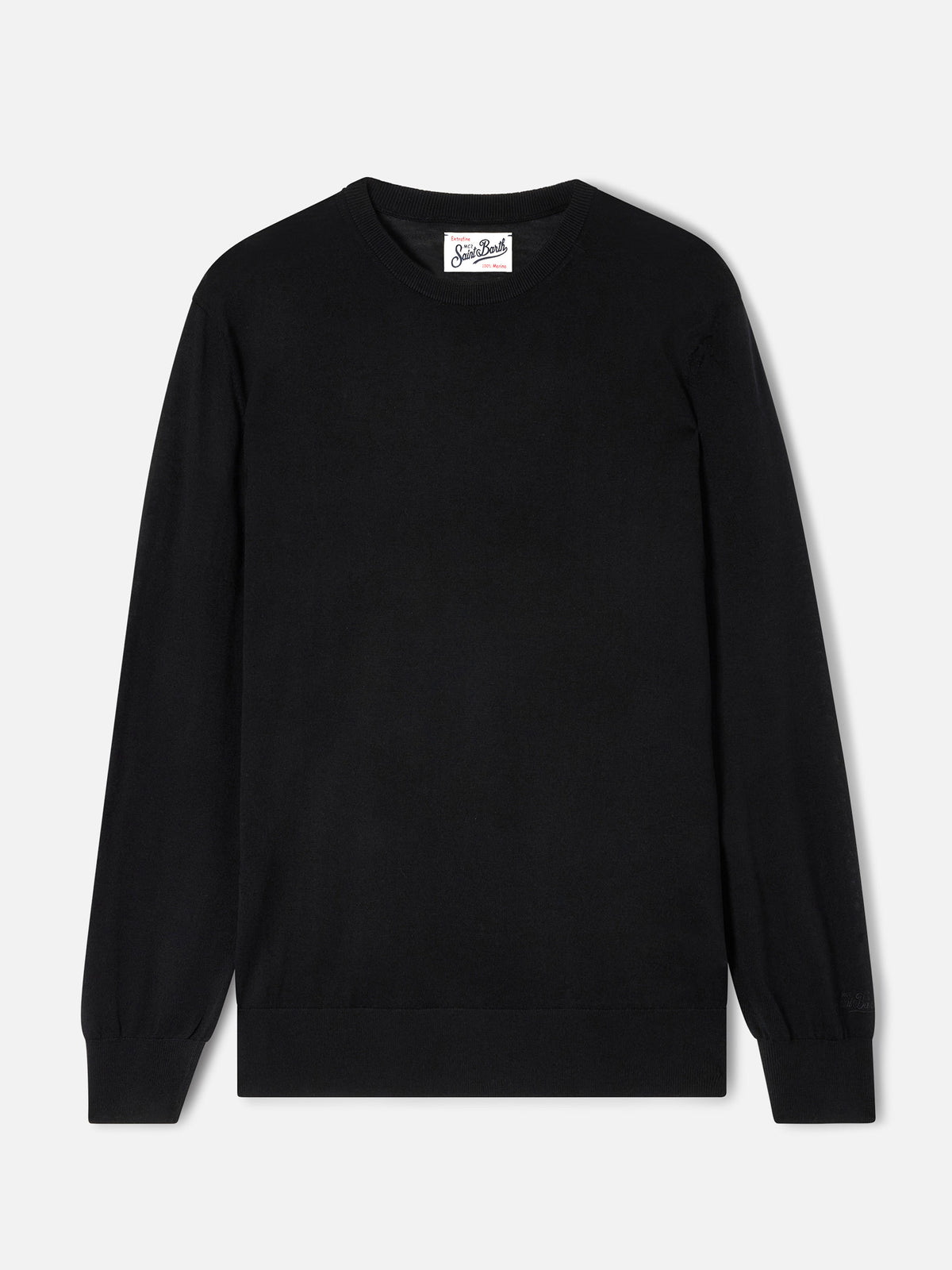 Pull col rond Regent en Merino noir 