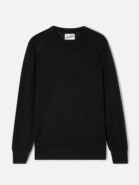 Pull col rond Regent en Merino noir 