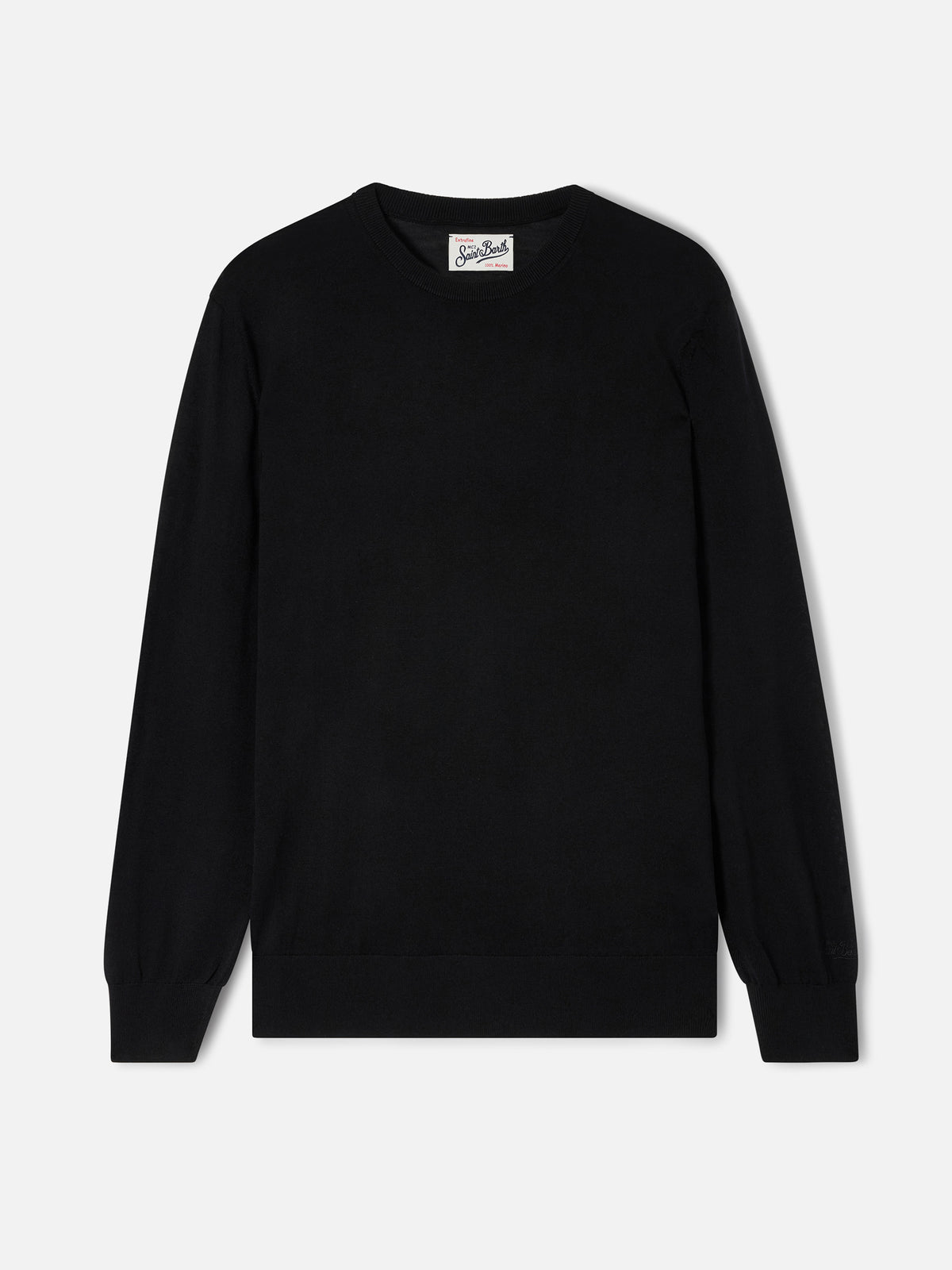 Jersey de cuello redondo Regent en Merino negro 