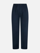 Pantalone da uomo blu navy in cotone seersucker Relais