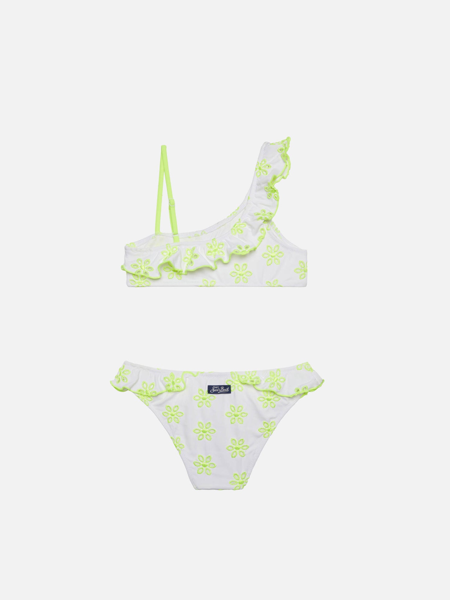 Girl one shoulder ruffled bikini
