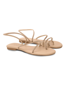 Flat Ring Sandals with beige rhinestones