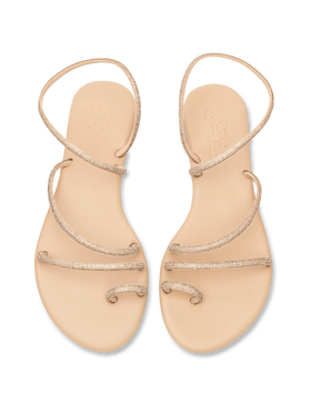 Flat Ring Sandals with beige rhinestones