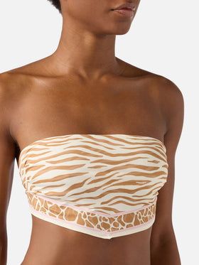 Haut de bikini bandeau Rio à imprimé animalier 