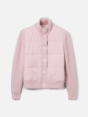 Woman  padded jacket with knitted sleeves