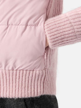 Woman  padded jacket with knitted sleeves