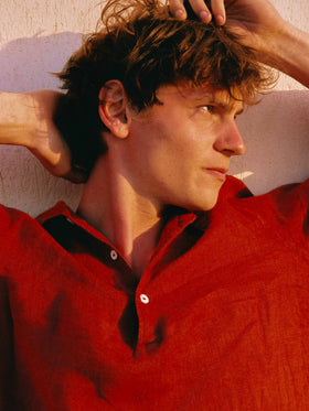 Polo Raphael in lino rosso