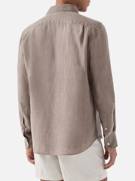 Brown Raphael shirt in pure linen