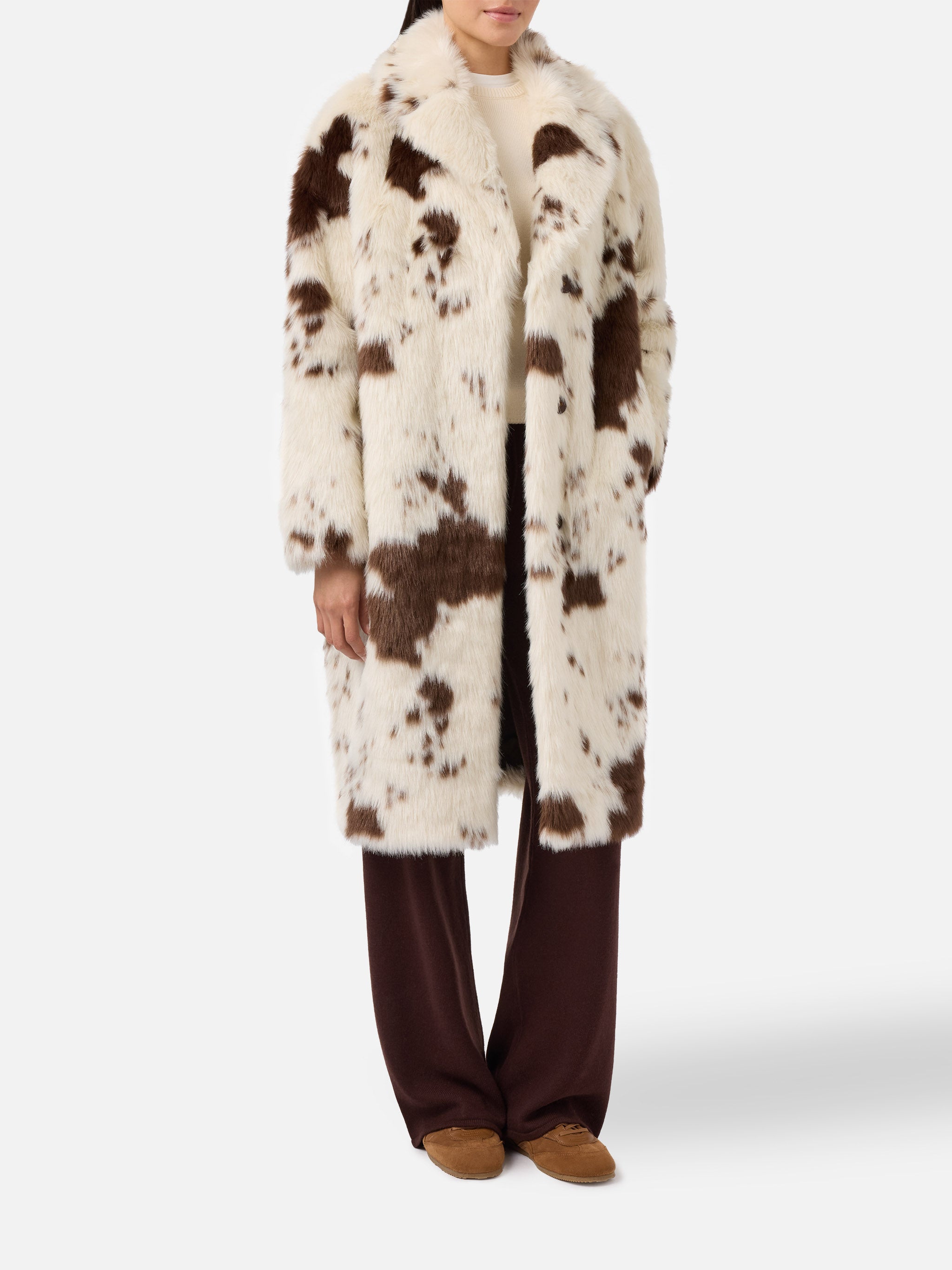 Rouge faux fur coat with cow print – MC2 Saint Barth