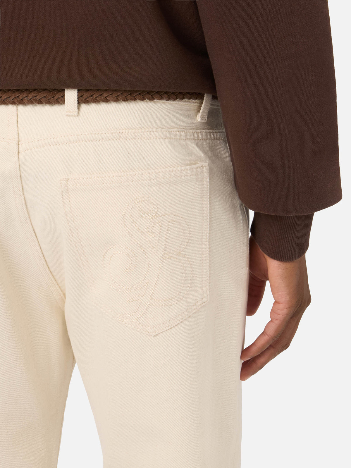 Beige Riverdale cotton five pocket trousers