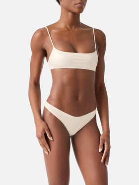 Sadie Naomi Bikini-Bralette aus goldfarbenem Lamé 