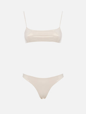 Bikini da donna a bralette lamina oro Sadie Naomi