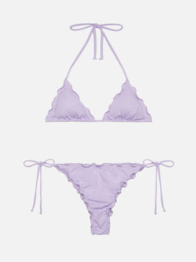 Lilac triangle bikini Sagittarius Miami with cheeky swim briefs