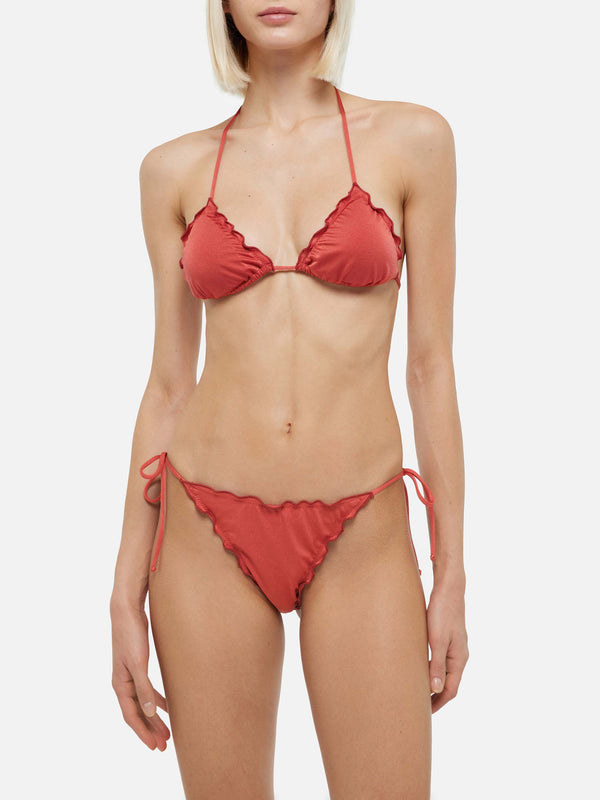 Classic triangle bikini Sagittarius Miami in shimmer brick red