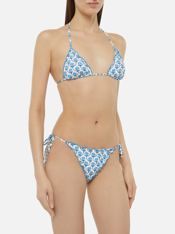 Miami cheeky swim briefs with floral print - Sagittarius classic triangle top with floral print