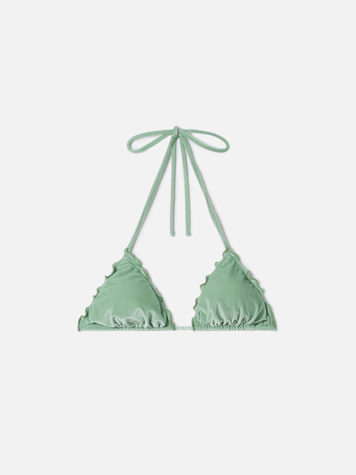 Top bikini Sagittarius triangolo in velluto argento