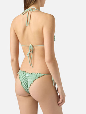 Bikini Sagittarius Miami in velluto argento e verde salvia
