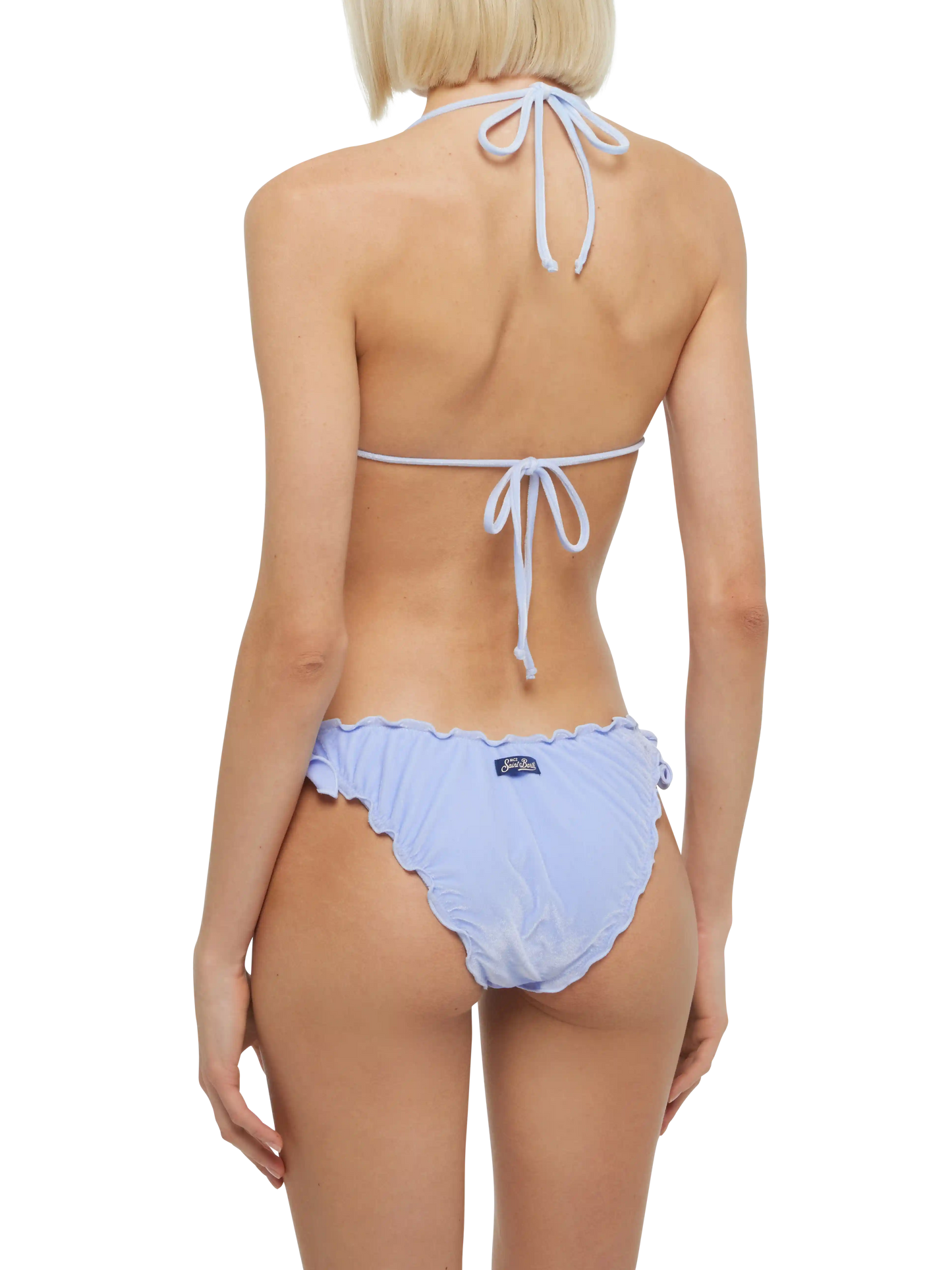 Classic triangle bikini Sagittarius Moon in light blue velvet - MC2 Saint Barth